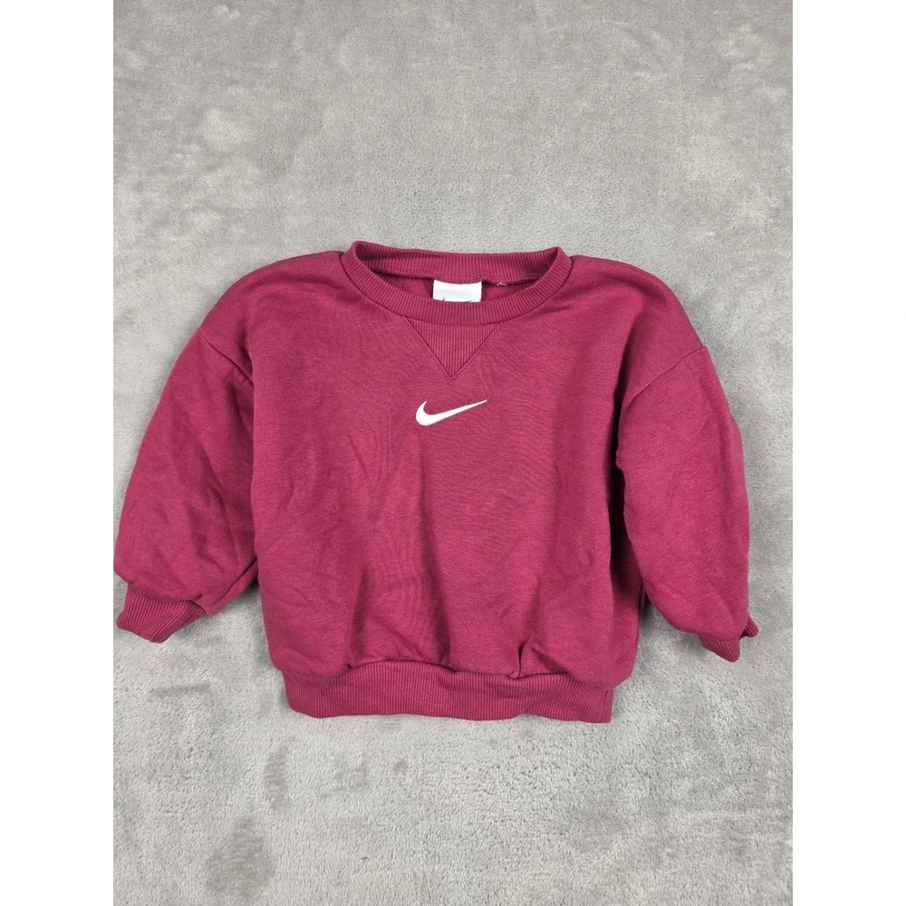 Nike Sweatshirt Kids 18M Pink Swoosh Crewneck Long Sleeve Fleece Pullover
